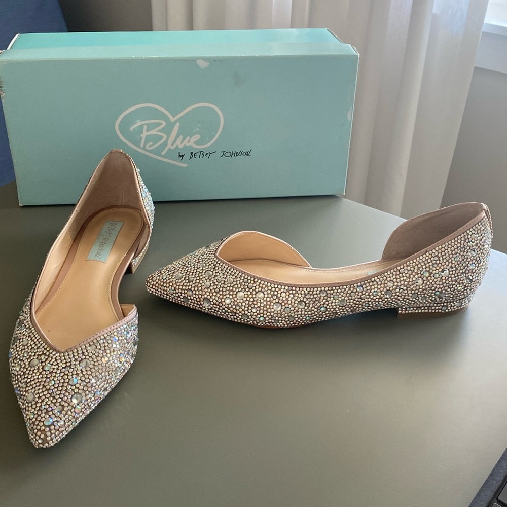 Betsey Johnson - Champagne studded flats. Size 6.5
